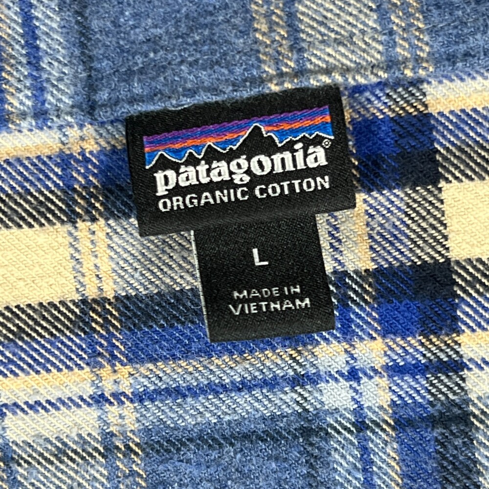 Patagonia Shirt Womens L Blue Plaid Long Sleeve Button Up Pockets Cotton Flannel - Picture 6 of 11